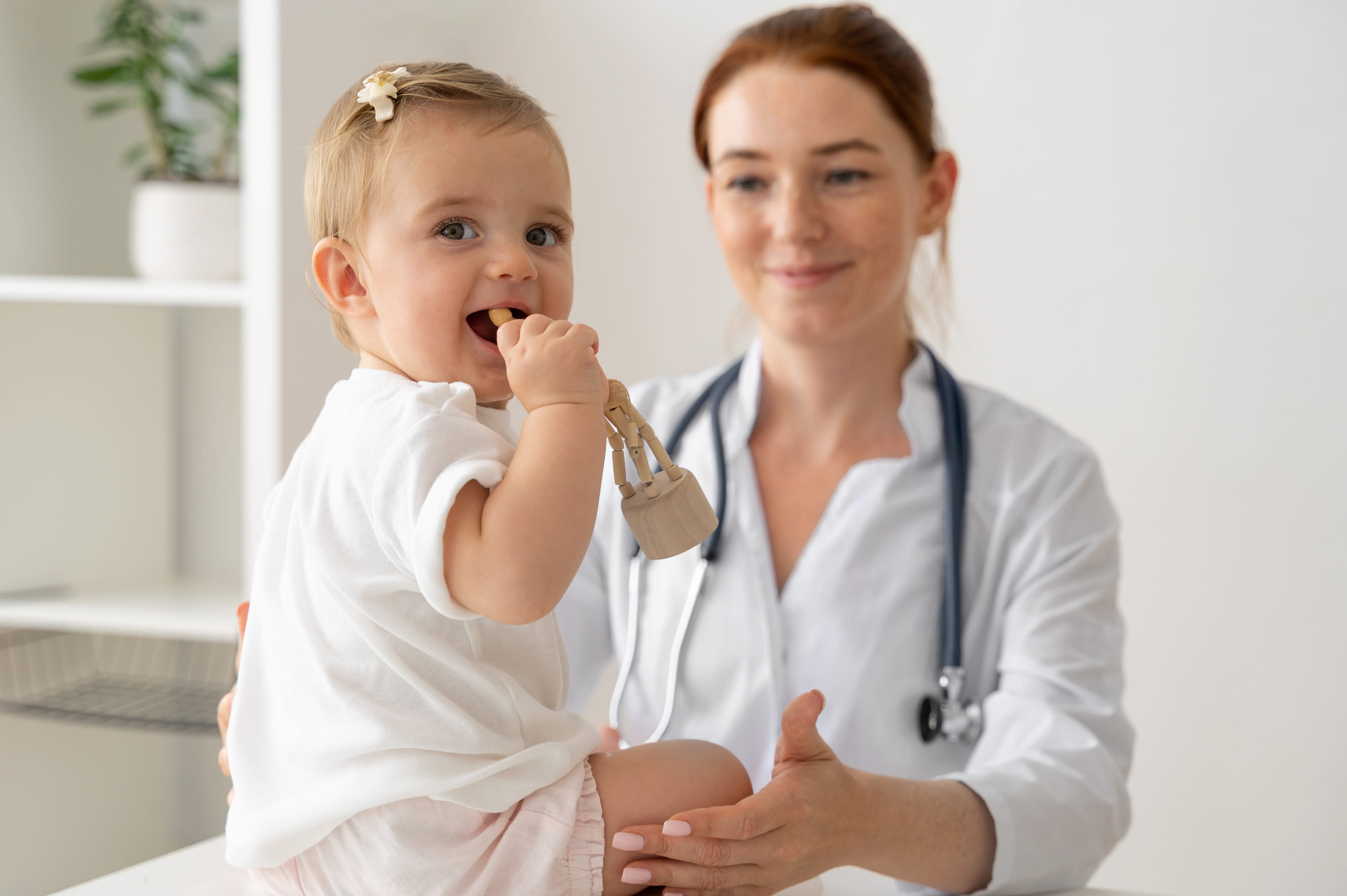 Doctor caring for a young child