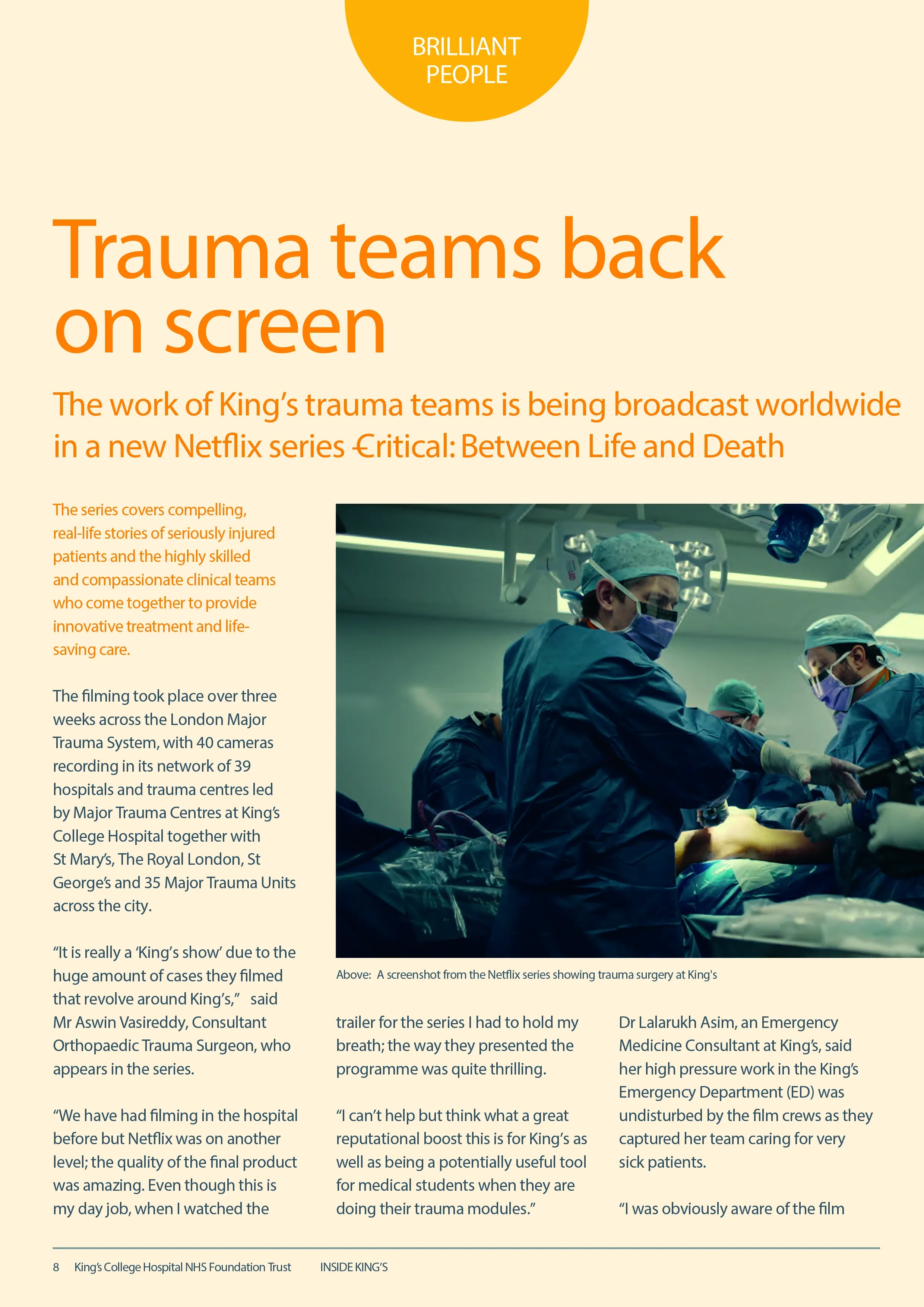 King's Trauma Team Streaming Success On Netflix - “Critical: Between Life and Death” 