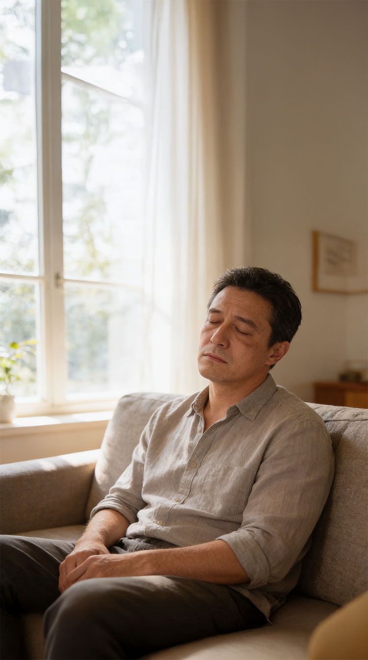 Obstructive sleep apnoea: adult sleeping, representing common symptoms like snoring and daytime tiredness.
