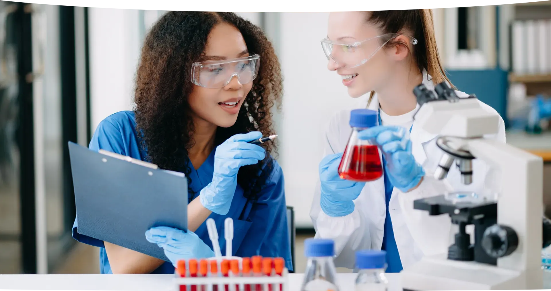 female doctors doing blood tests