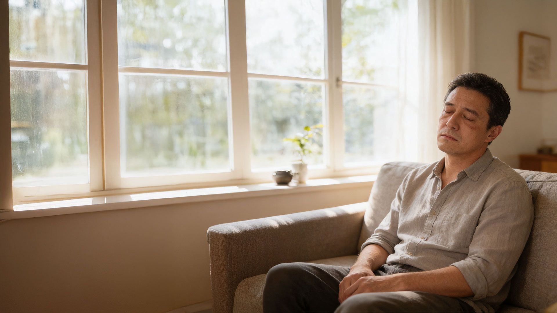 Obstructive sleep apnoea: adult sleeping, representing common symptoms like snoring and daytime tiredness.