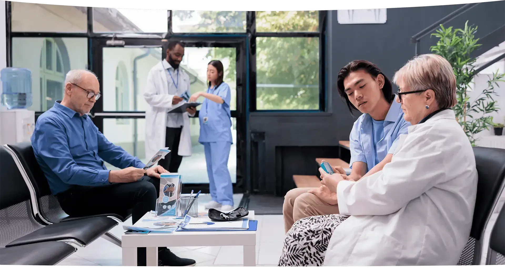 Old patients doing consultation with doctors